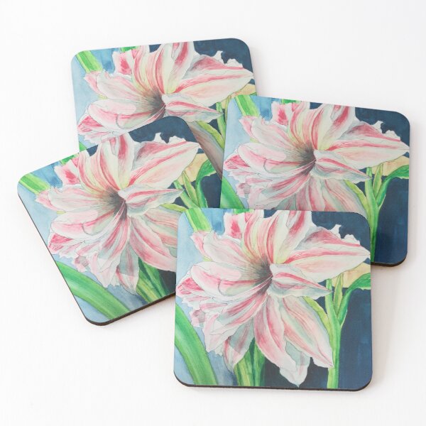Item preview, Pink and white Amaryllis watercolour painting  designed and sold by esvb.