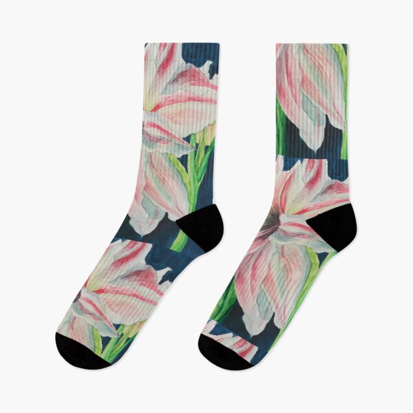 Item preview, Pink and white Amaryllis watercolour painting  designed and sold by esvb.