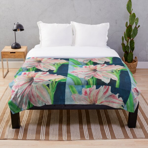 Aperçu de l'œuvre Peinture à l'aquarelle d'Amaryllis rose et blanche créée et vendue par esvb.