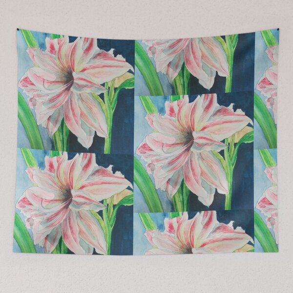 Item preview, Pink and white Amaryllis watercolour painting  designed and sold by esvb.