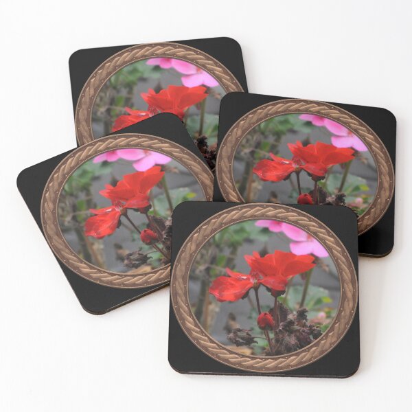 Item preview, Red Germanium Flowers in Celtic Circle Frame 12 designed and sold by Swabcraft.