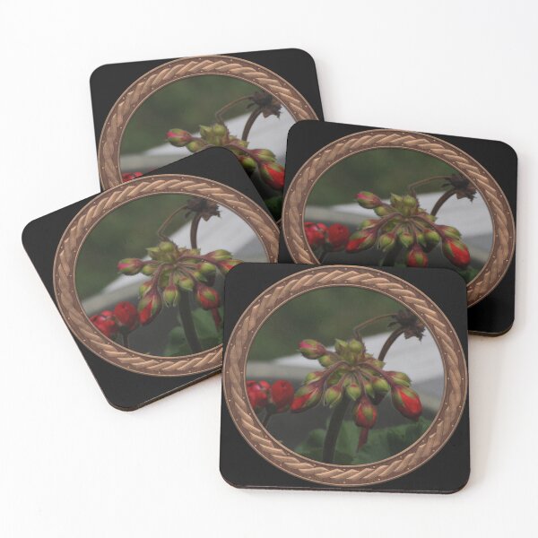 Item preview, Red Germanium Flowers in Celtic Circle Frame 14 designed and sold by Swabcraft.