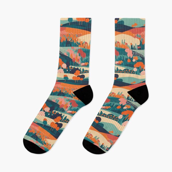 Item preview, Dreamy Summer Fields Cute Abstract Landscape Pattern designed and sold by semisoberme.