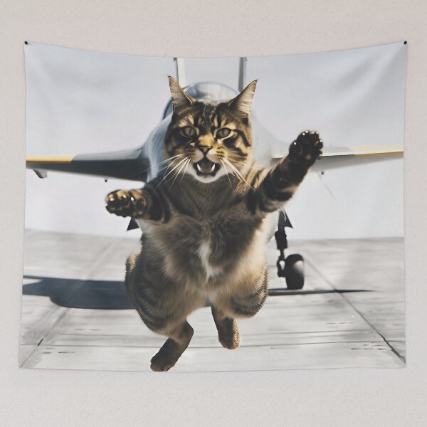 Item preview, Cat Running Away From a Fighter Jet designed and sold by JustinaLD.