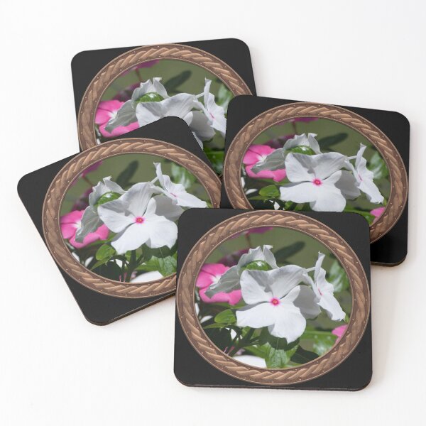 Item preview, White and Pink Periwinkle Flowers in Celtic Circle Frame 25 designed and sold by Swabcraft.