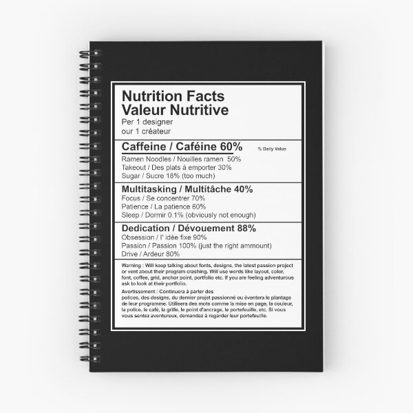 Item preview, Graphic Designer Nutrition Chart - Tableau de nutrition du graphiste designed and sold by paigeofdesigns.