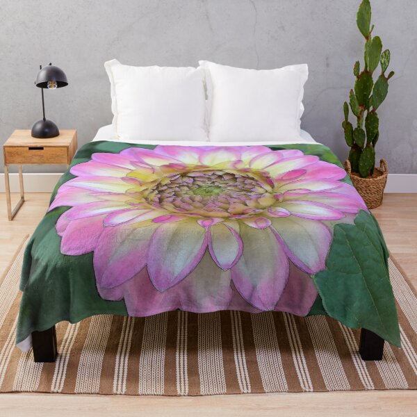 Item preview, Flor de dalia de color rosa suave y brillante, amarillo y blanco designed and sold by KirtTisdale.
