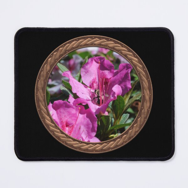Item preview, Pink Rhododendron with Bee Flowers in Celtic Circle Frame 27 designed and sold by Swabcraft.