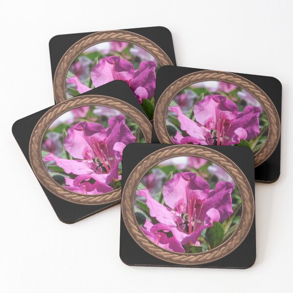 Item preview, Pink Rhododendron with Bee Flowers in Celtic Circle Frame 28 designed and sold by Swabcraft.