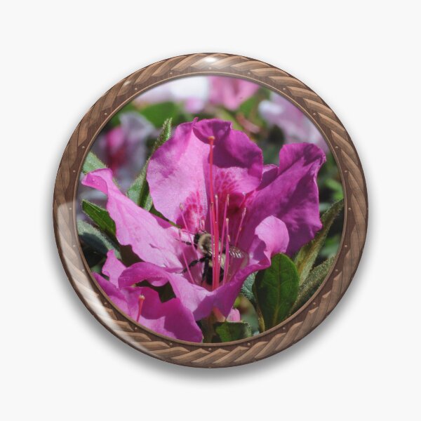 Item preview, Pink Rhododendron with Bee Flowers in Celtic Circle Frame 28 designed and sold by Swabcraft.