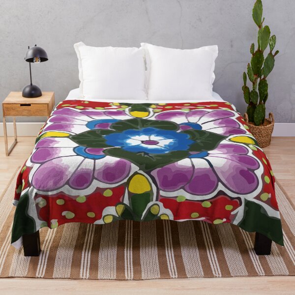 Item preview, Purple maximalist flowers Puebla mexican talavera tile designed and sold by T-Mex.