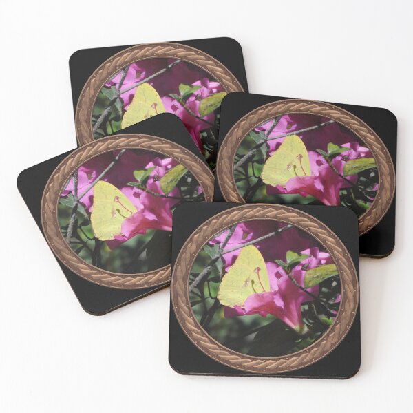 Item preview, Pink Rhododendron with Sulfur Crested Butterfly Flowers in Celtic Circle Frame 29 designed and sold by Swabcraft.