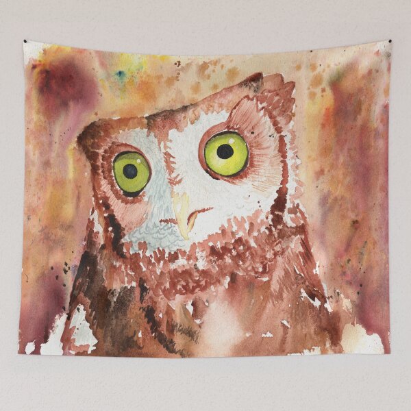 Item preview, Loose Screech Owl in Watercolor designed and sold by HappyBeeAnnie.