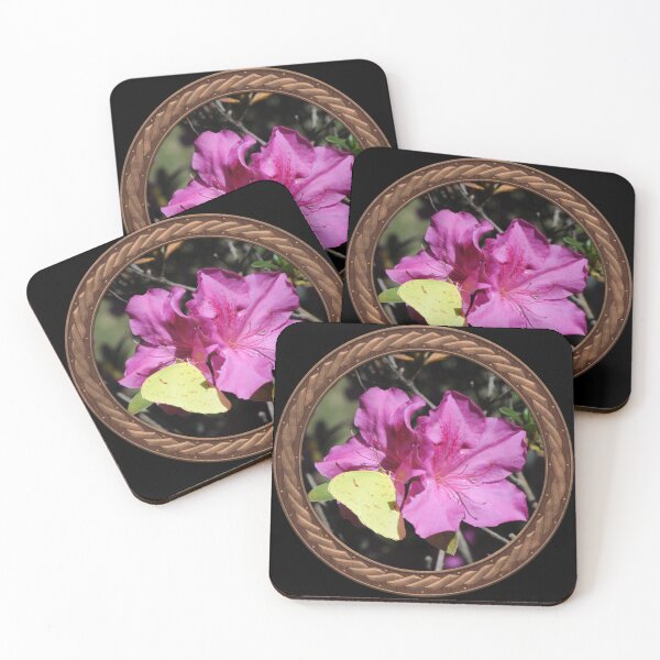 Item preview, Pink Rhododendron with Sulfur Crested Butterfly Flowers in Celtic Circle Frame 32 designed and sold by Swabcraft.
