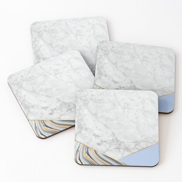 Item preview, Geometric White Marble - Blue Marble & Light Blue #368 designed and sold by Natural Collective.