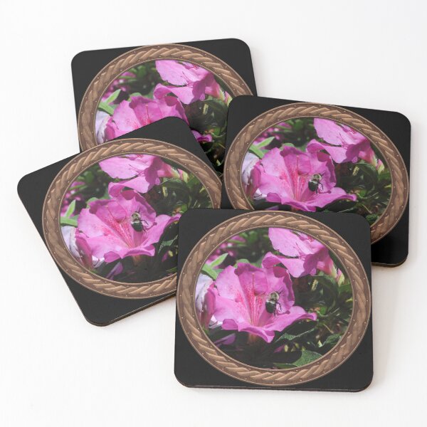 Item preview, Pink Rhododendron with Bee Flowers in Celtic Circle Frame 34 designed and sold by Swabcraft.
