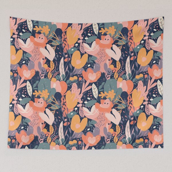 Item preview, Nocturnal Summer Garden Simple and Cute Abstract Floral Pattern designed and sold by semisoberme.
