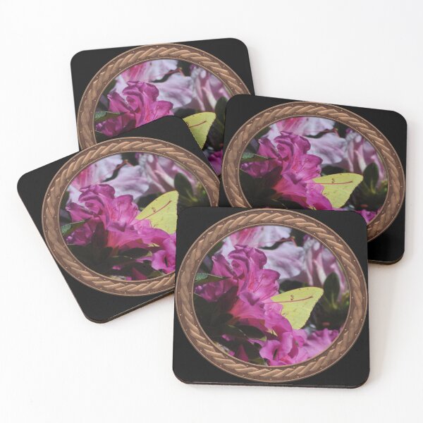 Item preview, Pink Rhododendron with Sulfur Crested Butterfly Flowers in Celtic Circle Frame 36 designed and sold by Swabcraft.