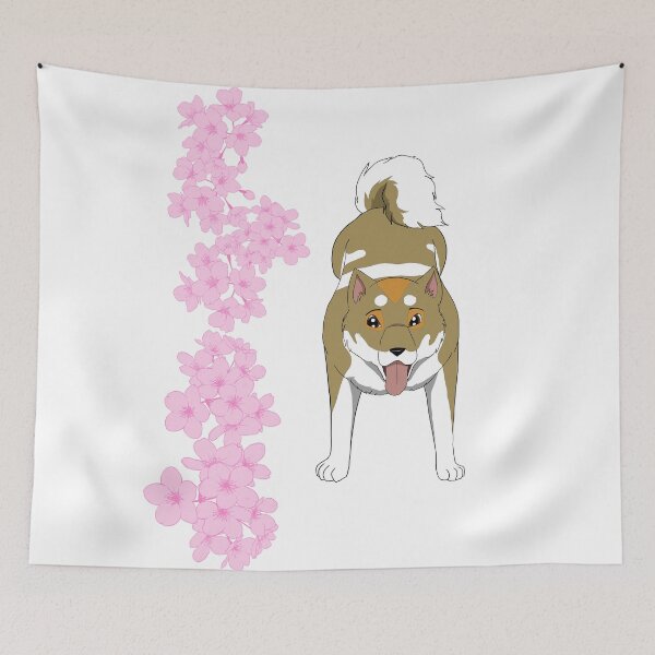Item preview, Shiro the Shikoku-Ken with Cherry Blossoms  designed and sold by Peyton Mitchell.