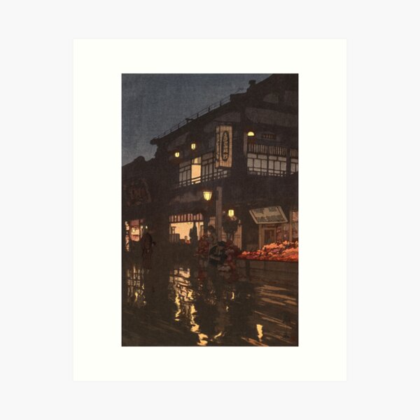 Item preview, Kagurazaka Street after a Night Rain - Yoshida Hiroshi - designed and sold by LeiWeiss.
