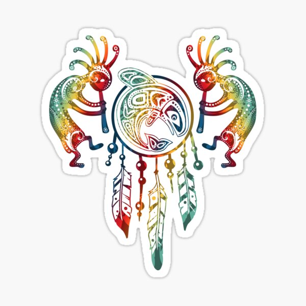 Native American Kokopelli Whale Dreamcatcher 1 Sticker