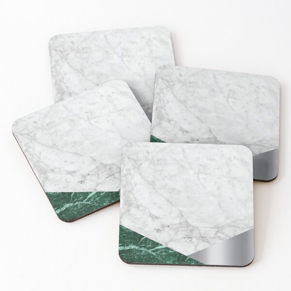Item preview, Geometric White Marble - Green Granite & Silver #999 designed and sold by Natural Collective.