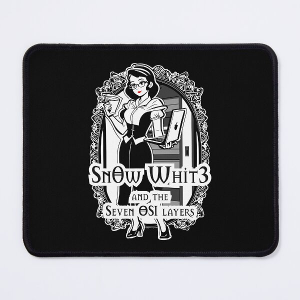 Item preview, "Sn0w Whit3 and the Seven OSI Layers" - Funny Snow White IT Admin Laptop Sticker designed and sold by TuxIdeas.