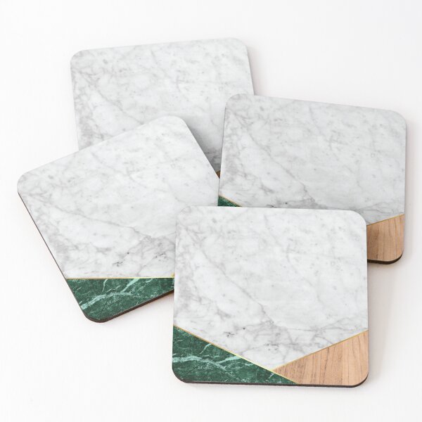 Item preview, Geometric White Marble - Green Granite & Wood #138 designed and sold by Natural Collective.