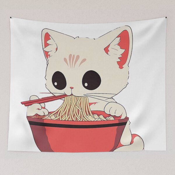 Item preview, Purrfect Noodle Partner: This Cat Loves His Cup of Noodles! designed and sold by urbannft.
