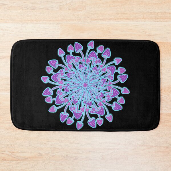 Item preview, Purple Mushroom Mandala with pink dots and a  light blue glow designed and sold by DaveDanchuk.