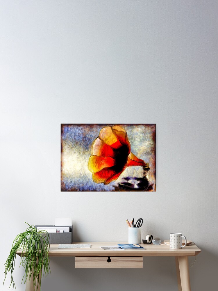 Oil Painting Impression Vintage Red Gramophone Oil Painting Impression Vintage Red Gramophone