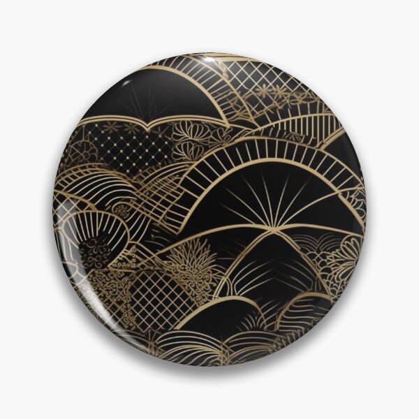 Item preview, Black and Gold Japanese Traditional Wagara Inspired Pattern  designed and sold by StudioTokyo.