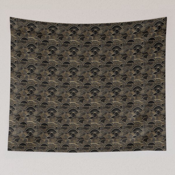 Item preview, Black and Gold Japanese Traditional Wagara Inspired Pattern  designed and sold by StudioTokyo.
