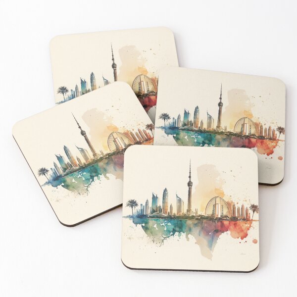 Item preview, Exploring Dubai's Iconic Landmarks in Watercolor designed and sold by DaniFantasy.