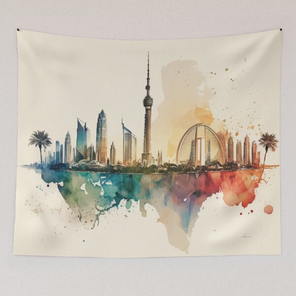 Item preview, Exploring Dubai's Iconic Landmarks in Watercolor designed and sold by DaniFantasy.
