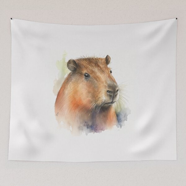Item preview, Capybara Portrait | Wildlife Watercolour Portrait designed and sold by Adios65.