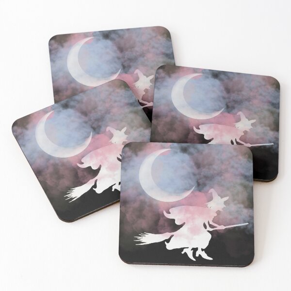 Item preview, Gothic Halloween Witch flying with broom in clouds designed and sold by chuckletuckle.