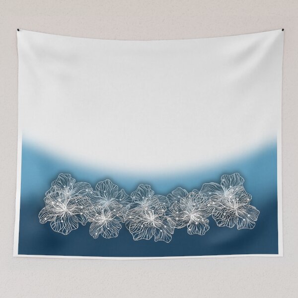 Item preview, White and blue gradient with floral border designed and sold by fuzzyfox.