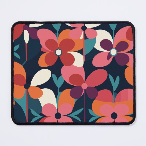 Item preview, Retro Mary Quant-Inspired Red Floral Explosion designed and sold by TopArtsy.