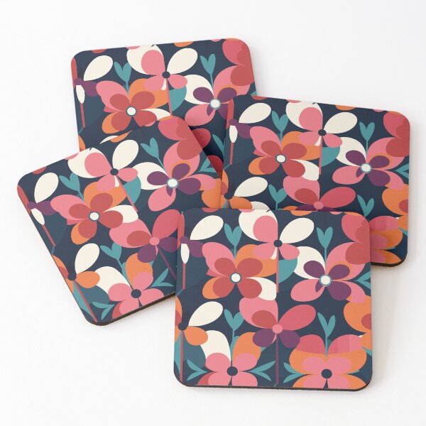 Item preview, Retro Mary Quant-Inspired Red Floral Explosion designed and sold by TopArtsy.