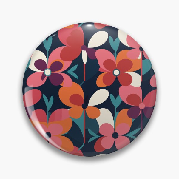 Item preview, Retro Mary Quant-Inspired Red Floral Explosion designed and sold by TopArtsy.