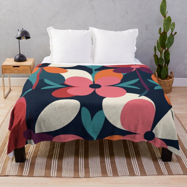 Item preview, Retro Mary Quant-Inspired Red Floral Explosion designed and sold by TopArtsy.