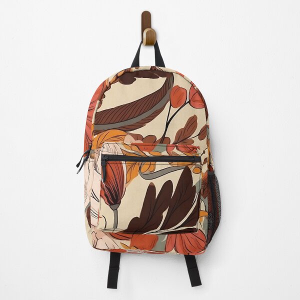 Item preview, Red, Orange, Brown and White Boho Floral Design on Beige Background designed and sold by iPaint Airbrush Studio.