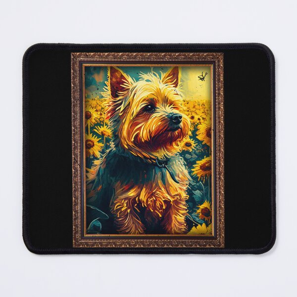 Item preview, Silky Terrier Sunflower Painting Adorable Dog designed and sold by rafaeltto.
