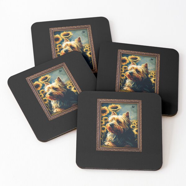 Item preview, Silky Terrier Sunflower Painting Adorable Dog designed and sold by rafaeltto.