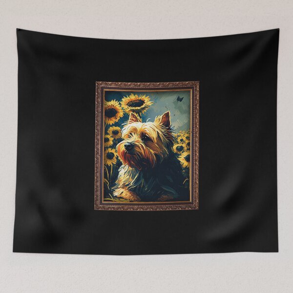 Item preview, Silky Terrier Sunflower Painting Adorable Dog designed and sold by rafaeltto.