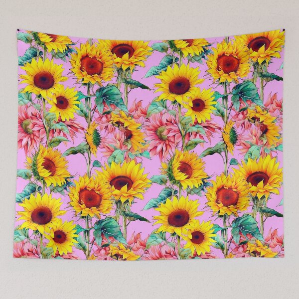 Aperçu de l'œuvre Motif aquarelle vintage de tournesols créée et vendue par HujiolStudio.