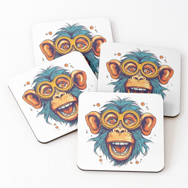 Item preview, Comical Monkey with Goofy Glasses: A Vibrant and Amusing Cartoon Illustration designed and sold by Designs-By-Geli.