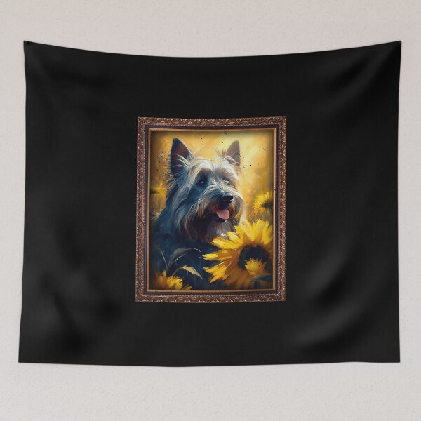 Item preview, Skye Terrier Sunflower Painting Adorable Dog designed and sold by rafaeltto.