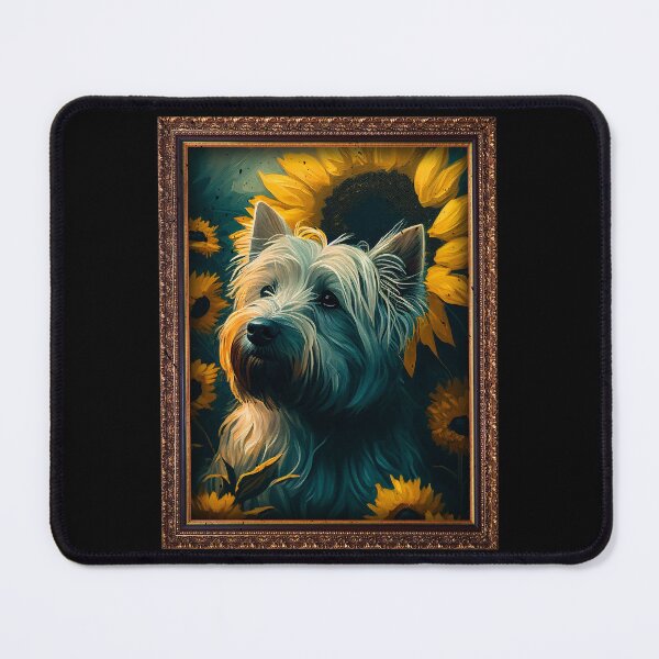Item preview, Skye Terrier Sunflower Painting Adorable Dog designed and sold by rafaeltto.